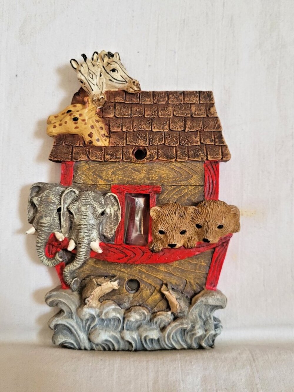 Noah's Ark Light Switch Plate Cover 3D Resin Abbott Collection Vtg Canada NIB